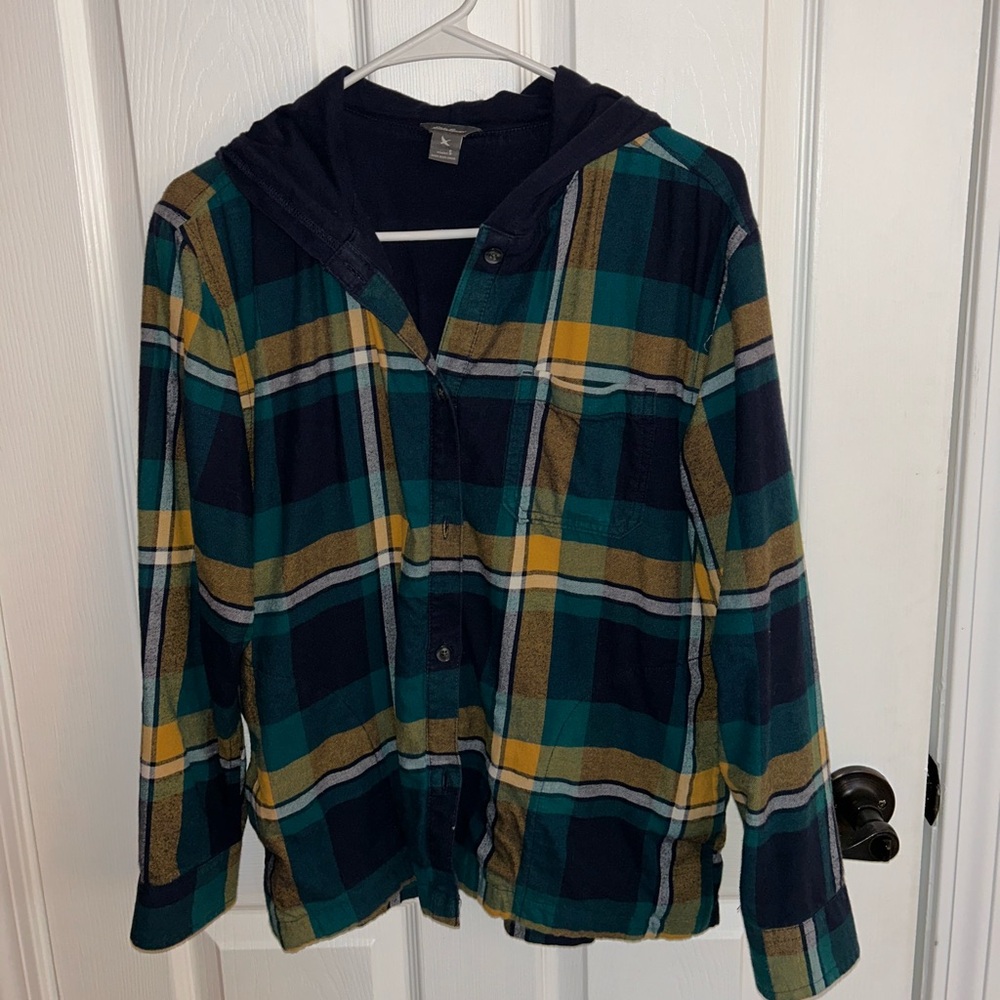 Eddie Bauer Plaid Hooded Shirt